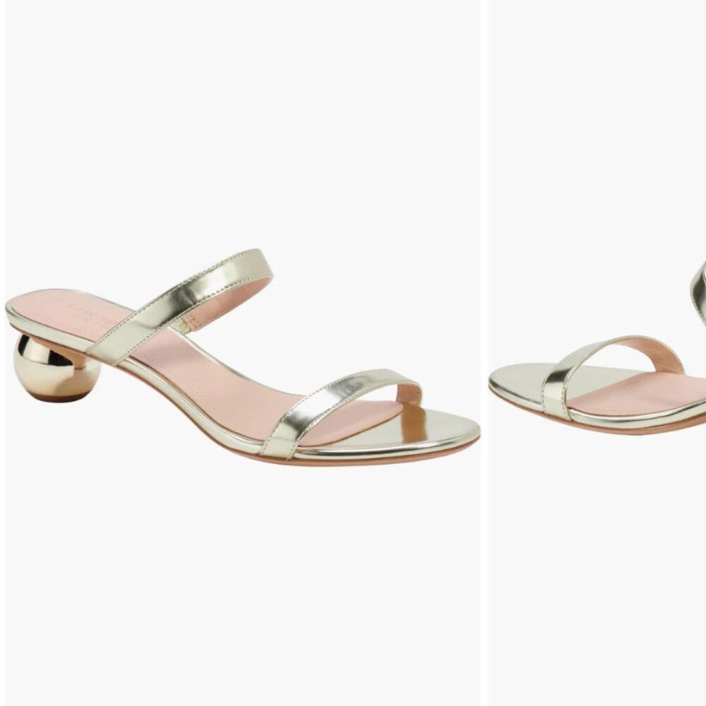 Kate Spade Palm Springs Gold Metallic Sandals Heels Size 8.5